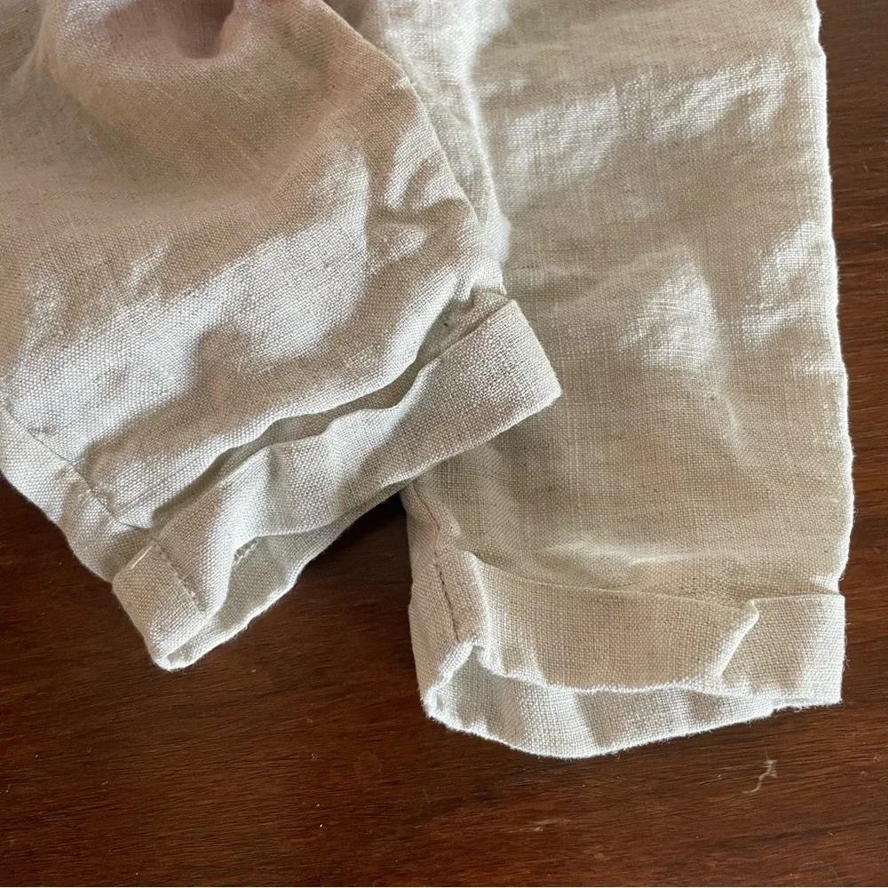 Miniclasix 100% Linen Pants Baby Boy 9M Cream Dress Pants Adjustable Waist - Picture 6 of 10